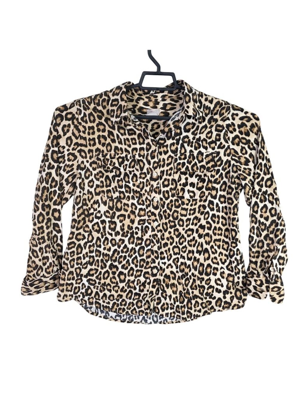 Womens Chicos Brown Black Leopard Print Button Up Blouse Modal Blend Size 1P
